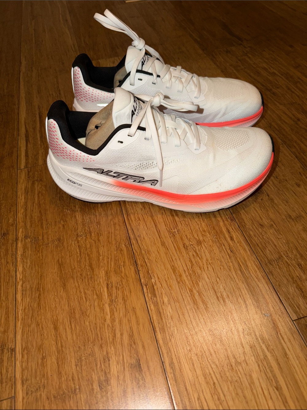 Altra White Running Shoes with Coral Trim - Picture 2 of 7
